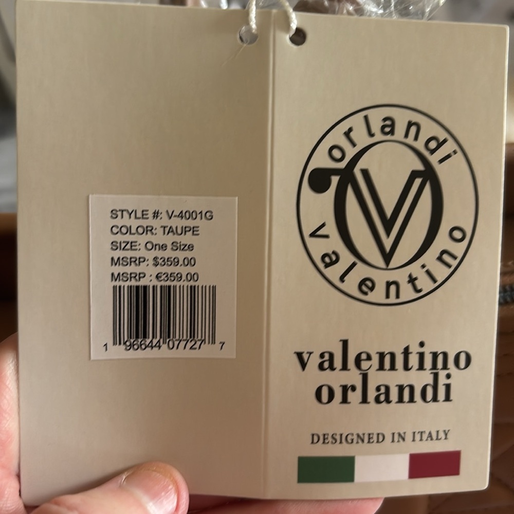 NWT Valentino Orlandi Tan Quilted Tote Bag with Silver Hardware - Picture 5 of 5